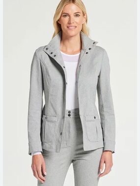 Anatomie Women's Jacket Jane Snap Front Pockets Long Sleeve Stretch Gray Small